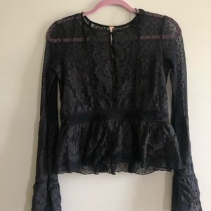 Black Lace Free People Top